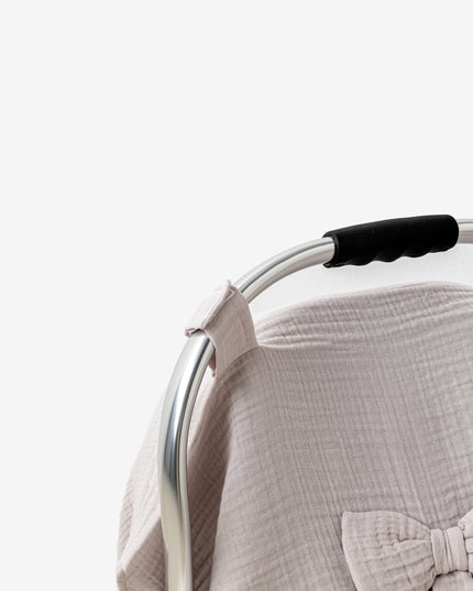 Beige Muslin Bow Car Seat Cover