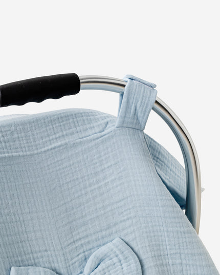Blue Muslin Bow Car Seat Cover