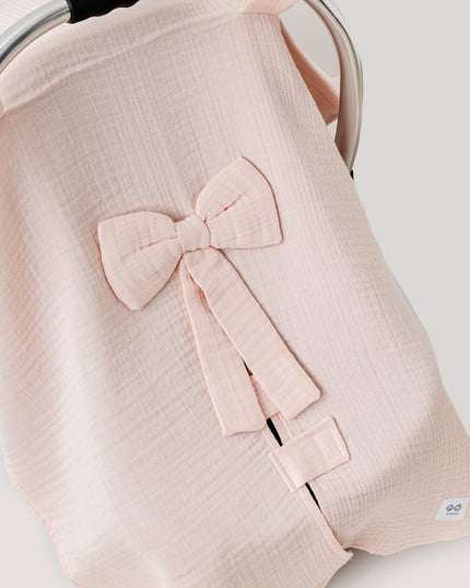 Pink Muslin Bow Car Seat Cover