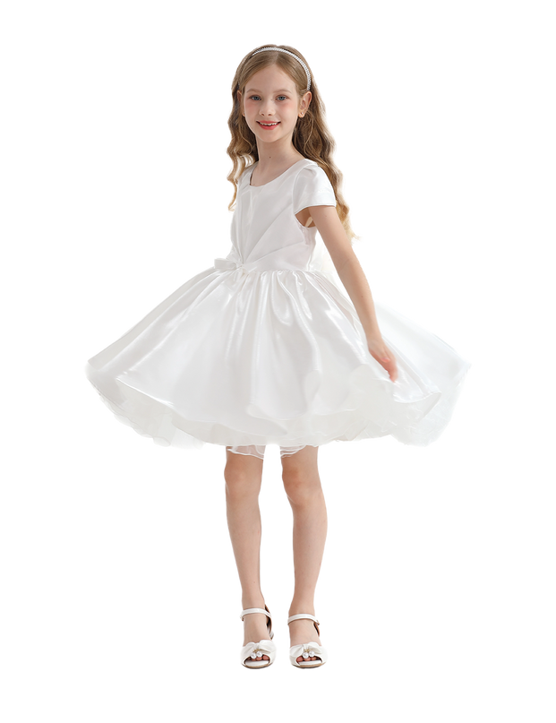 White Bow Short Solera Dress