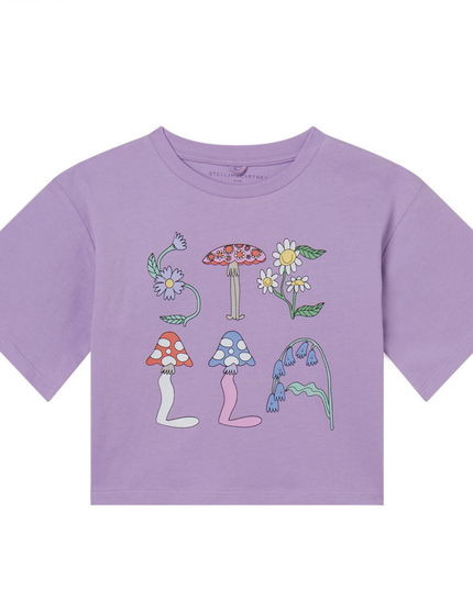 Kids Atelier-Purple Short Sleeve T-Shirt With Fairy Lettering Print