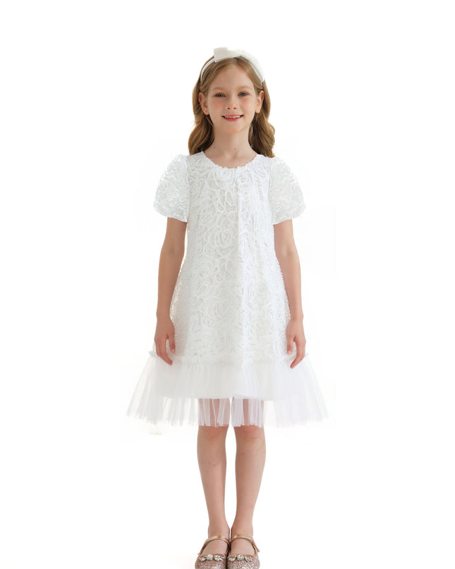 White Embroidered Tulle Milan Dress