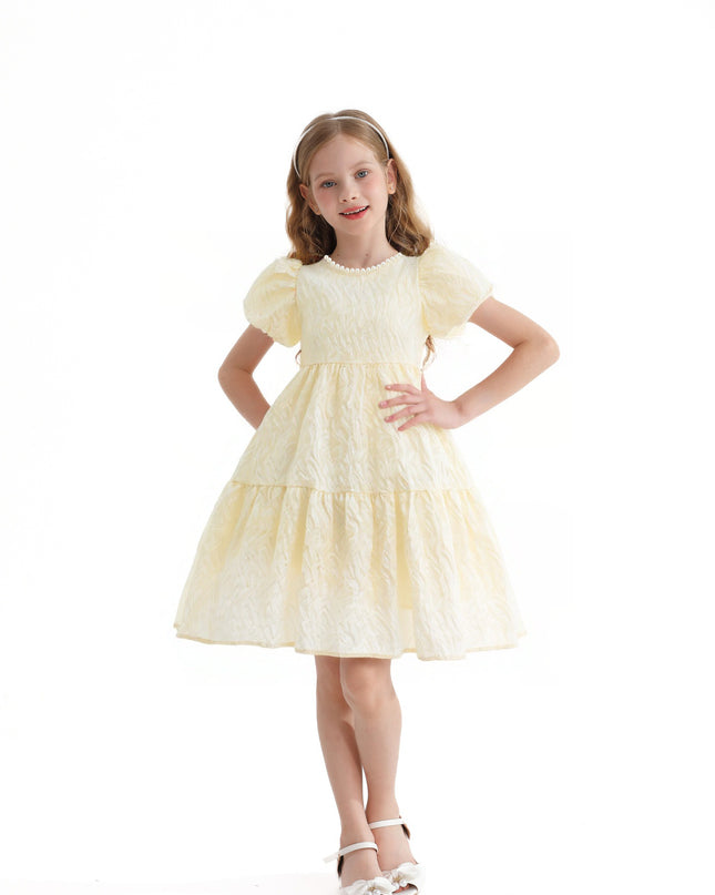 Cream Pearl Lined Empire Dress