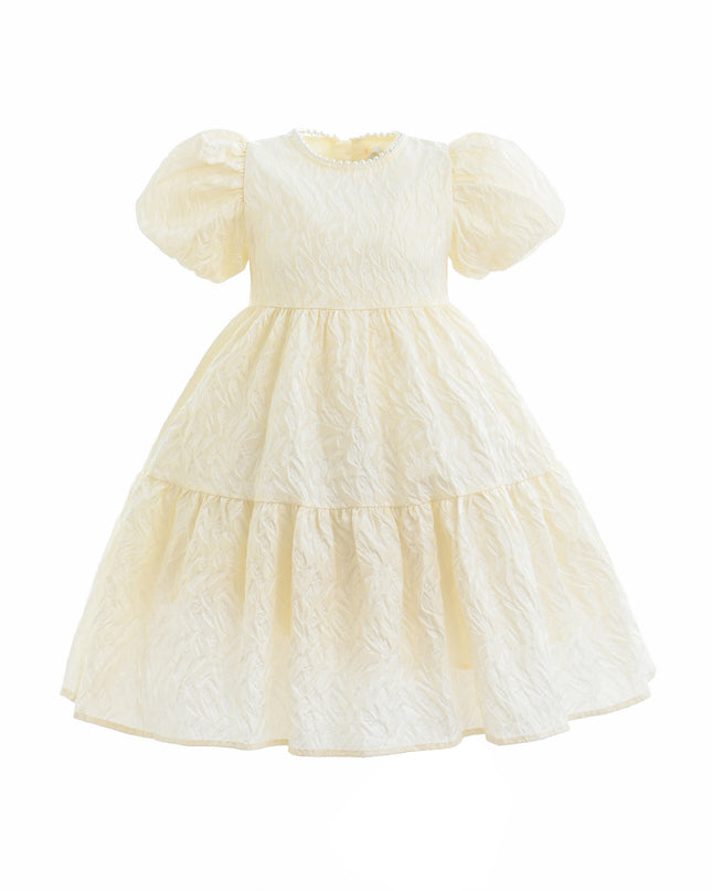 Cream Pearl Lined Empire Dress
