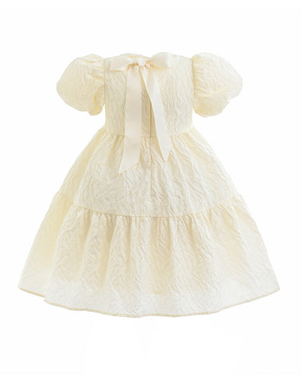 Cream Pearl Lined Empire Dress