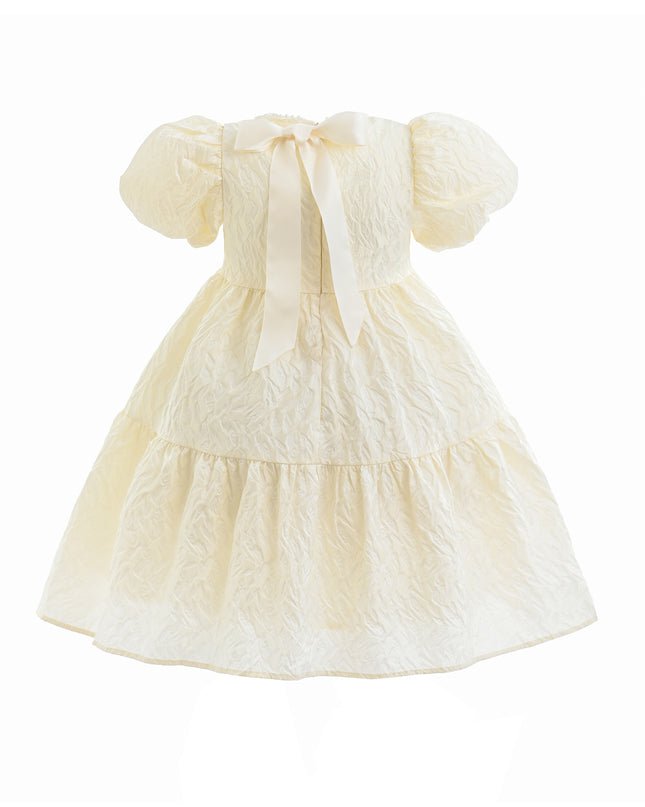Cream Pearl Lined Empire Dress