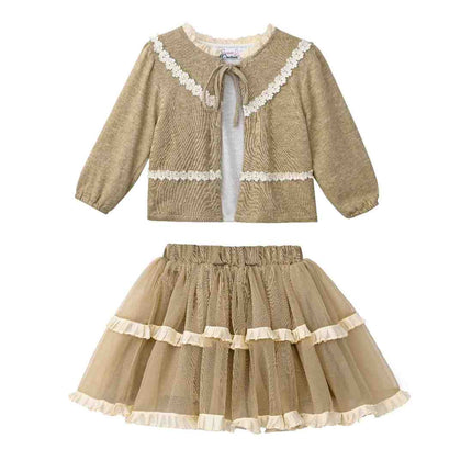 kids atelier sweet cactus Light Brown Lace & Tulle Set