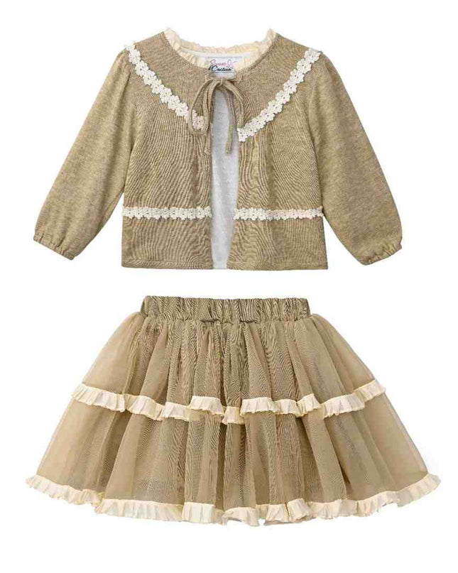 kids atelier sweet cactus Light Brown Lace & Tulle Set