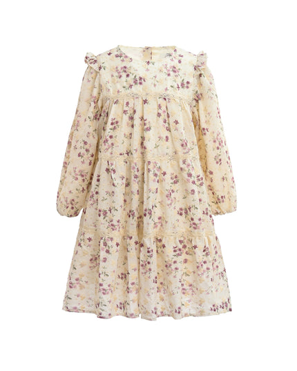 kids atelier sweet cactus Ivory Floral Ruffle Dress
