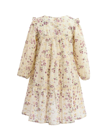 kids atelier sweet cactus Ivory Floral Ruffle Dress