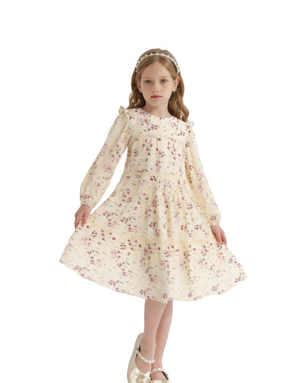 kids atelier sweet cactus Ivory Floral Ruffle Dress