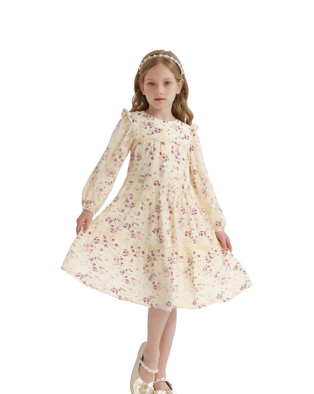 kids atelier sweet cactus Ivory Floral Ruffle Dress