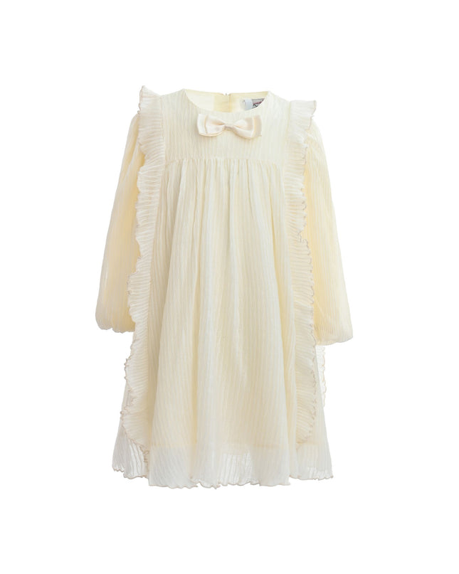 kids atelier sweet cactus Cream Pleated Bow Dress