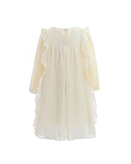 kids atelier sweet cactus Cream Pleated Bow Dress