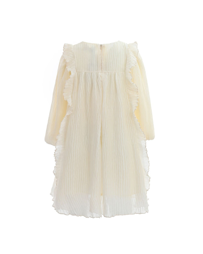 kids atelier sweet cactus Cream Pleated Bow Dress