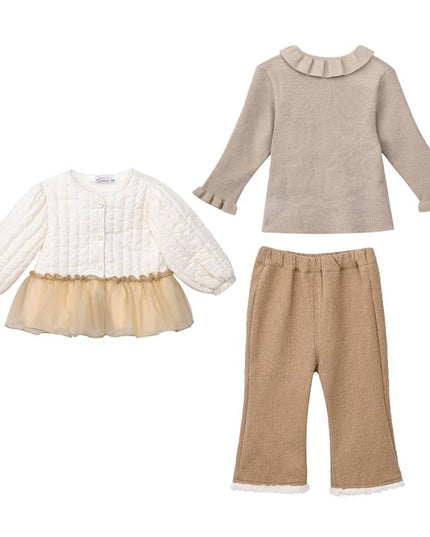 kids atelier sweet cactus Beige Quilted Ruffle Outfit