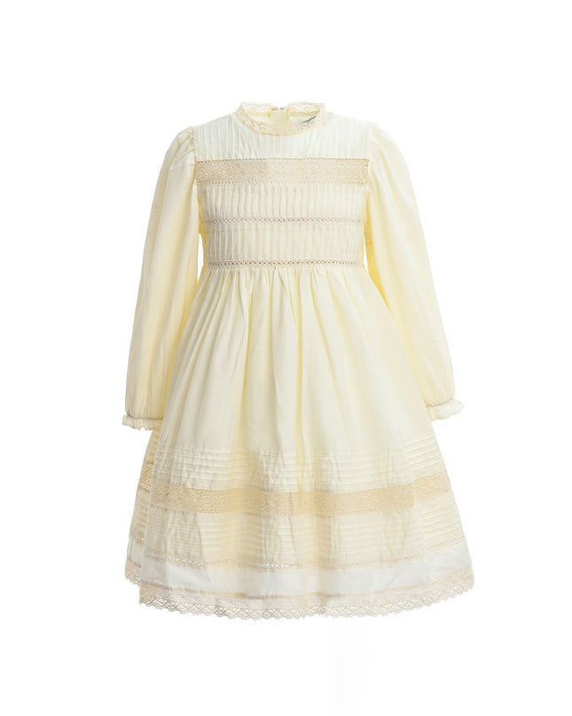 kids atelier sweet cactus Ivory Pintuck & Lace Dress