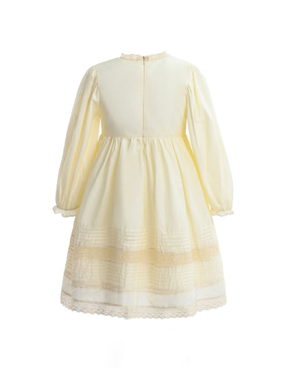 kids atelier sweet cactus Ivory Pintuck & Lace Dress