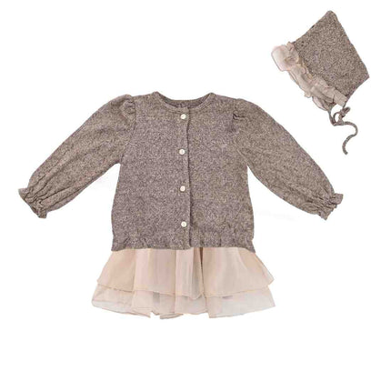 kids atelier sweet cactus Brown Ruffle 3-Piece Set