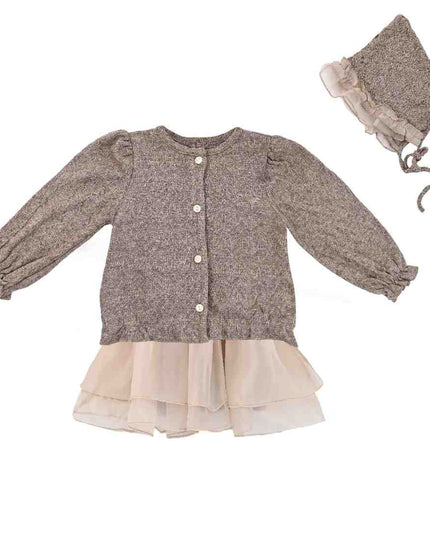 kids atelier sweet cactus Brown Ruffle 3-Piece Set