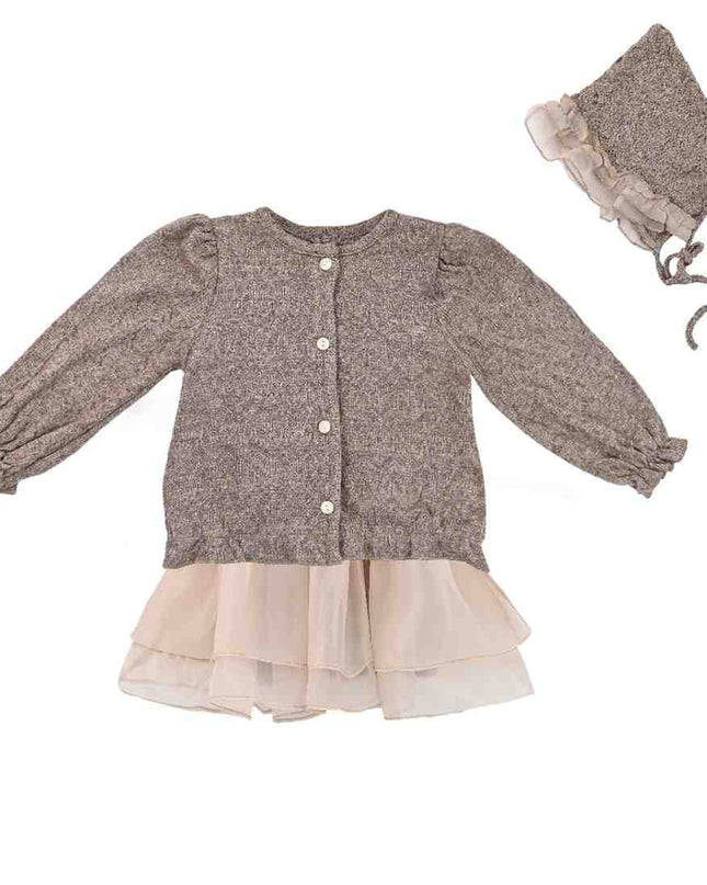 kids atelier sweet cactus Brown Ruffle 3-Piece Set