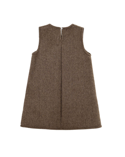 kids atelier sweet cactus Brown Wool Dress & Jacket Set