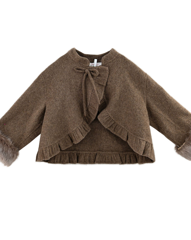 kids atelier sweet cactus Brown Wool Dress & Jacket Set