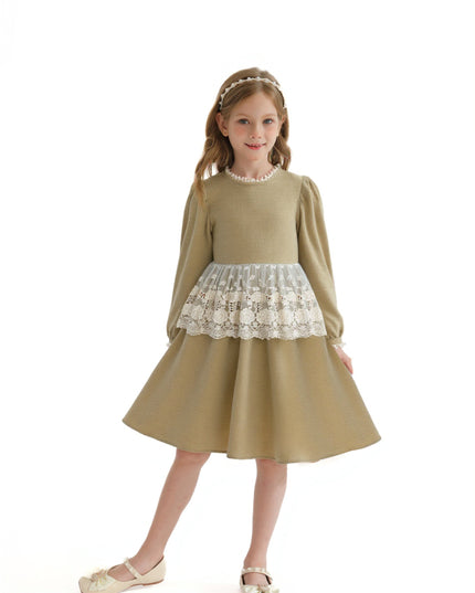 kids atelier sweet cactus Beige Lace Waist Dress