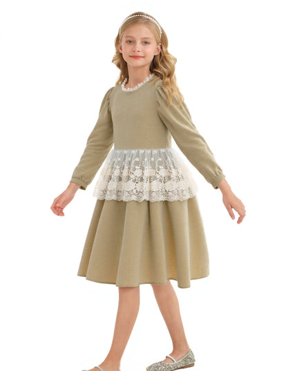 kids atelier sweet cactus Beige Lace Waist Dress