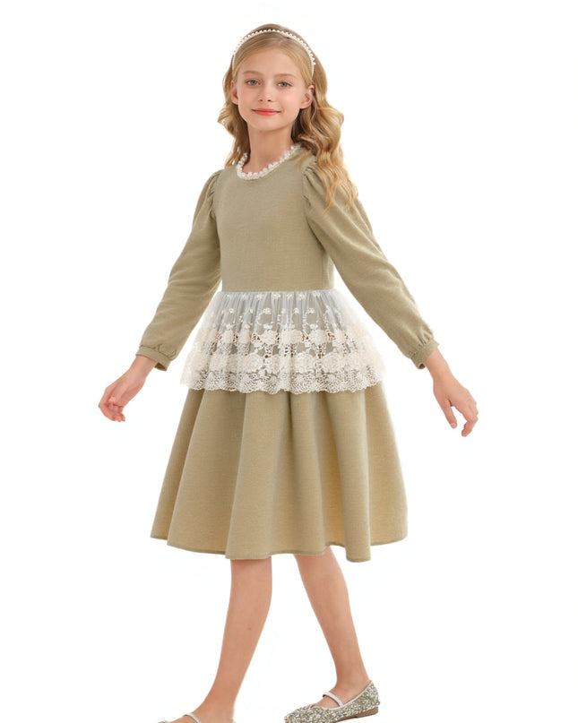 kids atelier sweet cactus Beige Lace Waist Dress