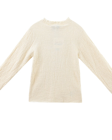 Cream Ribbed Sweater with Lace Skirt