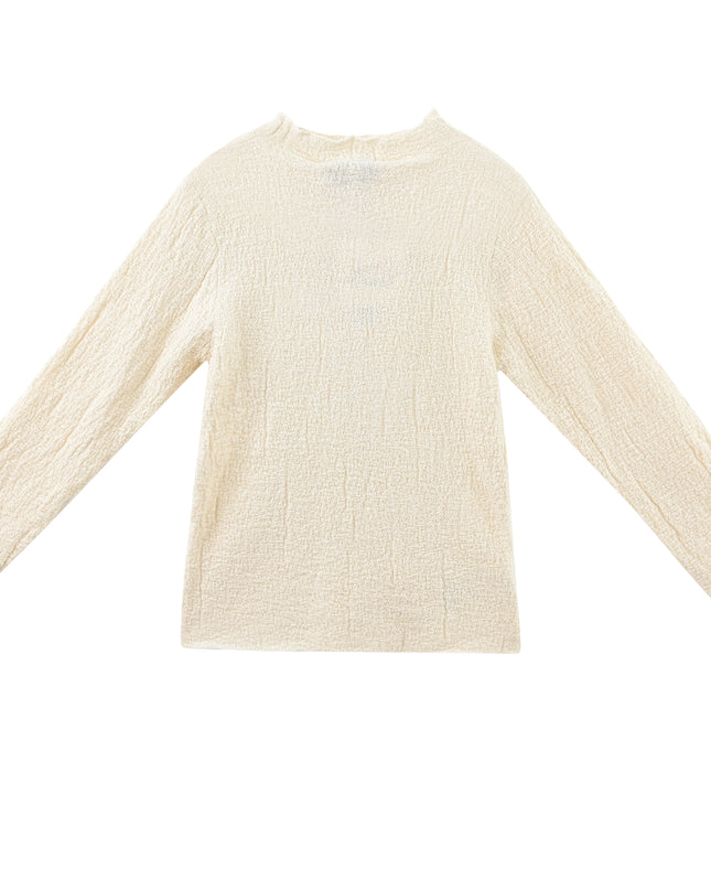 Cream Ribbed Sweater with Lace Skirt