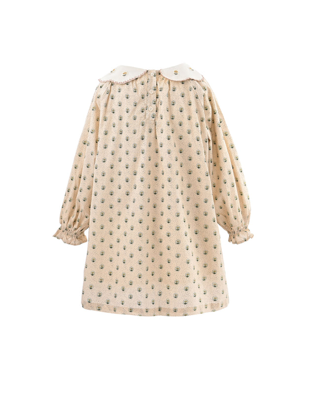 kids atelier sweet cactus Beige Floral Smocked Dress