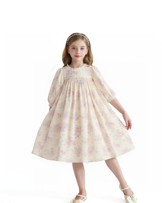 kids atelier sweet cactus Cream Floral Vintage Dress