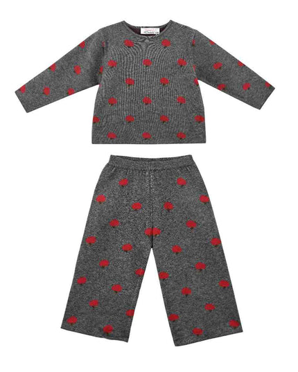 kids atelier sweet cactus Gray Apple Knit Set