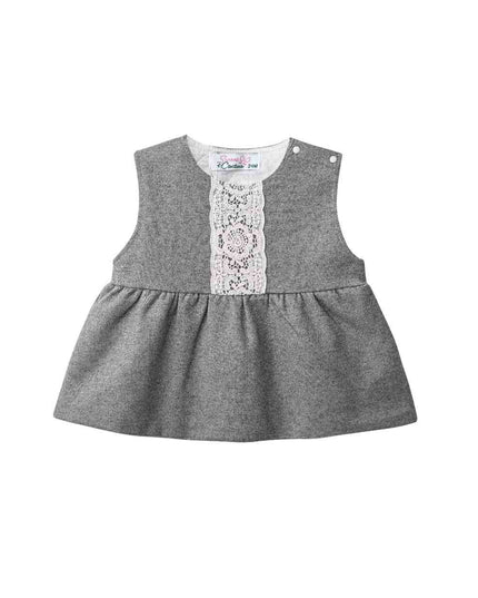 kids atelier sweet cactus Grey Lace-Layered Tunic Set