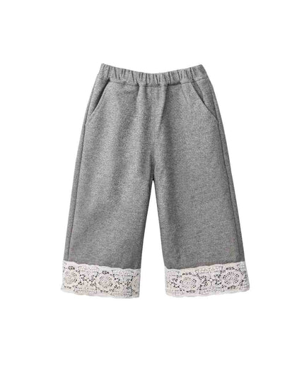 kids atelier sweet cactus Grey Lace-Layered Tunic Set