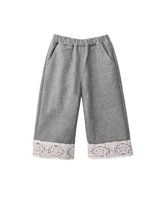 kids atelier sweet cactus Grey Lace-Layered Tunic Set