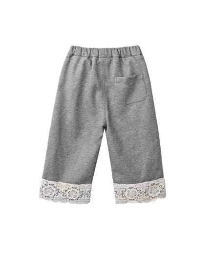 kids atelier sweet cactus Grey Lace-Layered Tunic Set