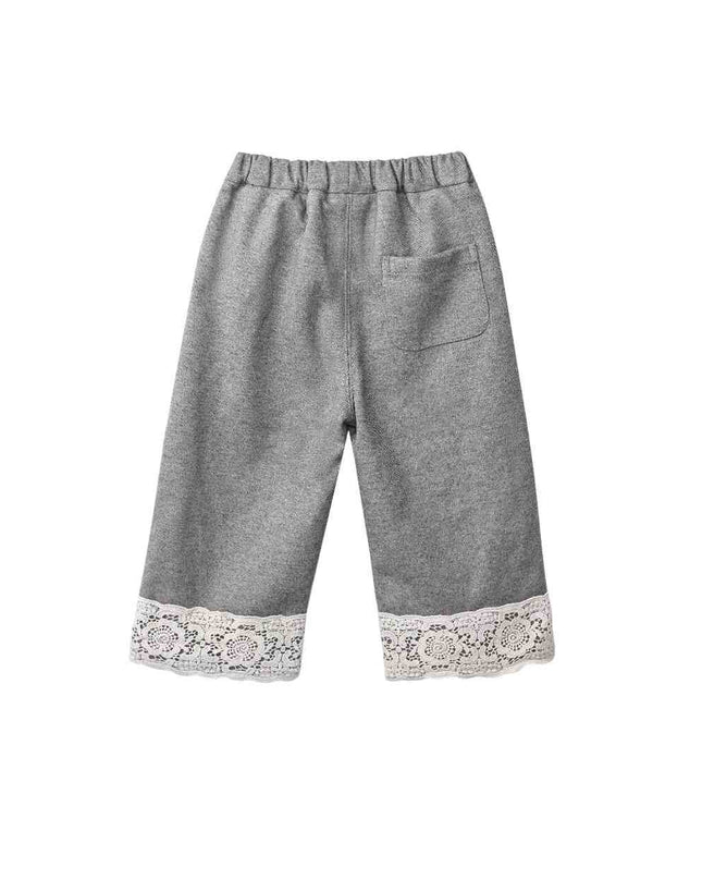 kids atelier sweet cactus Grey Lace-Layered Tunic Set