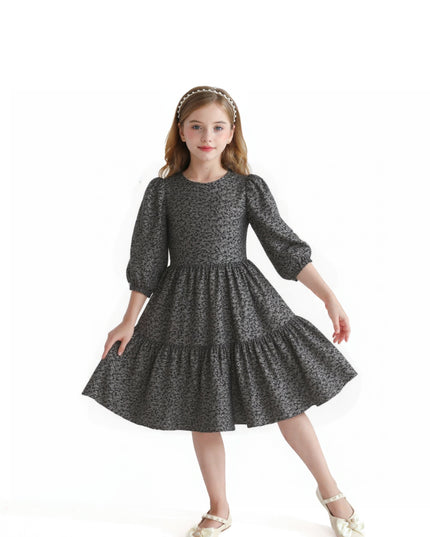 kids atelier sweet cactus Black Tiered Floral Dress