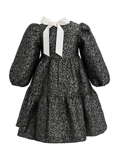kids atelier sweet cactus Black Tiered Floral Dress