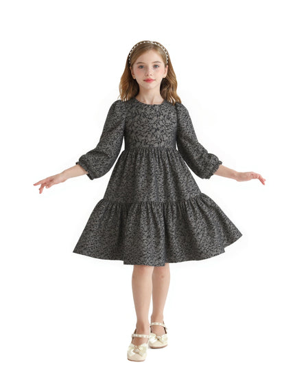 kids atelier sweet cactus Black Tiered Floral Dress