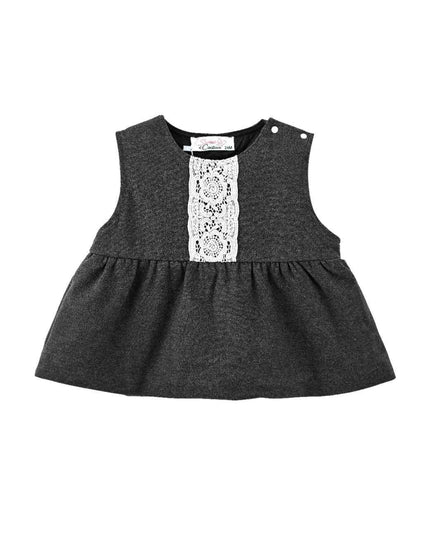 kids atelier sweet cactus Gray Lace Two-Piece Set