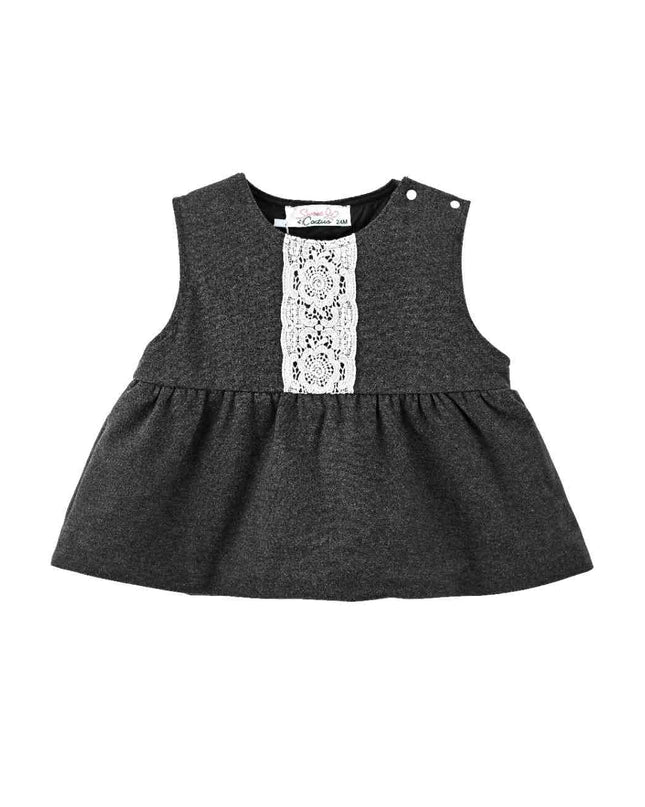 kids atelier sweet cactus Gray Lace Two-Piece Set