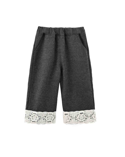 kids atelier sweet cactus Gray Lace Two-Piece Set