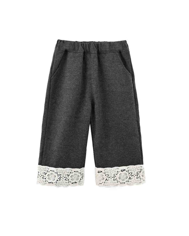 kids atelier sweet cactus Gray Lace Two-Piece Set