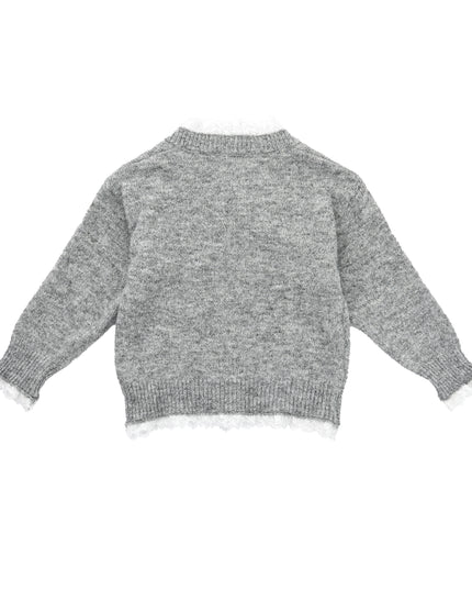 kids atelier sweet cactus Gray Lace-Bow Top with Tiered Skirt