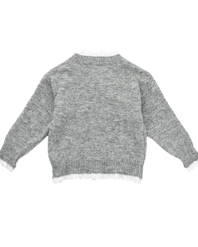 kids atelier sweet cactus Gray Lace-Bow Top with Tiered Skirt