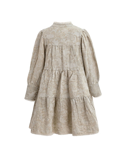 kids atelier sweet cactus Beige Tiered Modest Dress